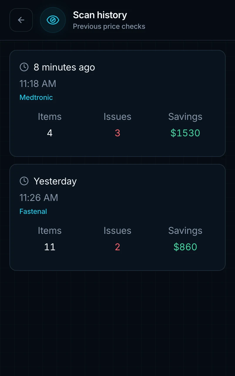 EnVision scan history