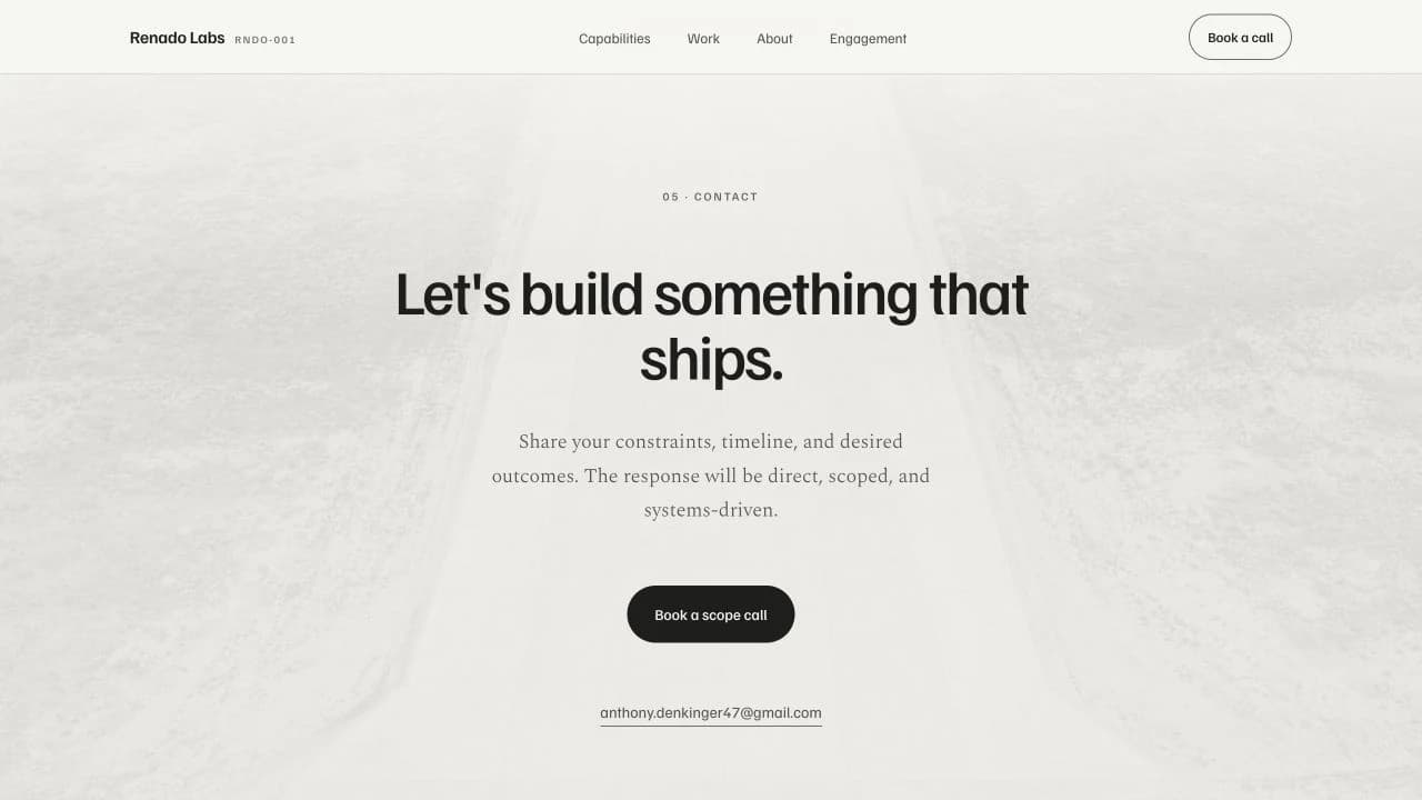 Renado Labs contact section