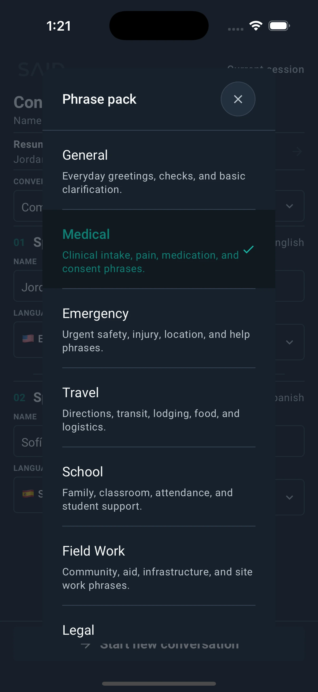 SAID phrase pack library