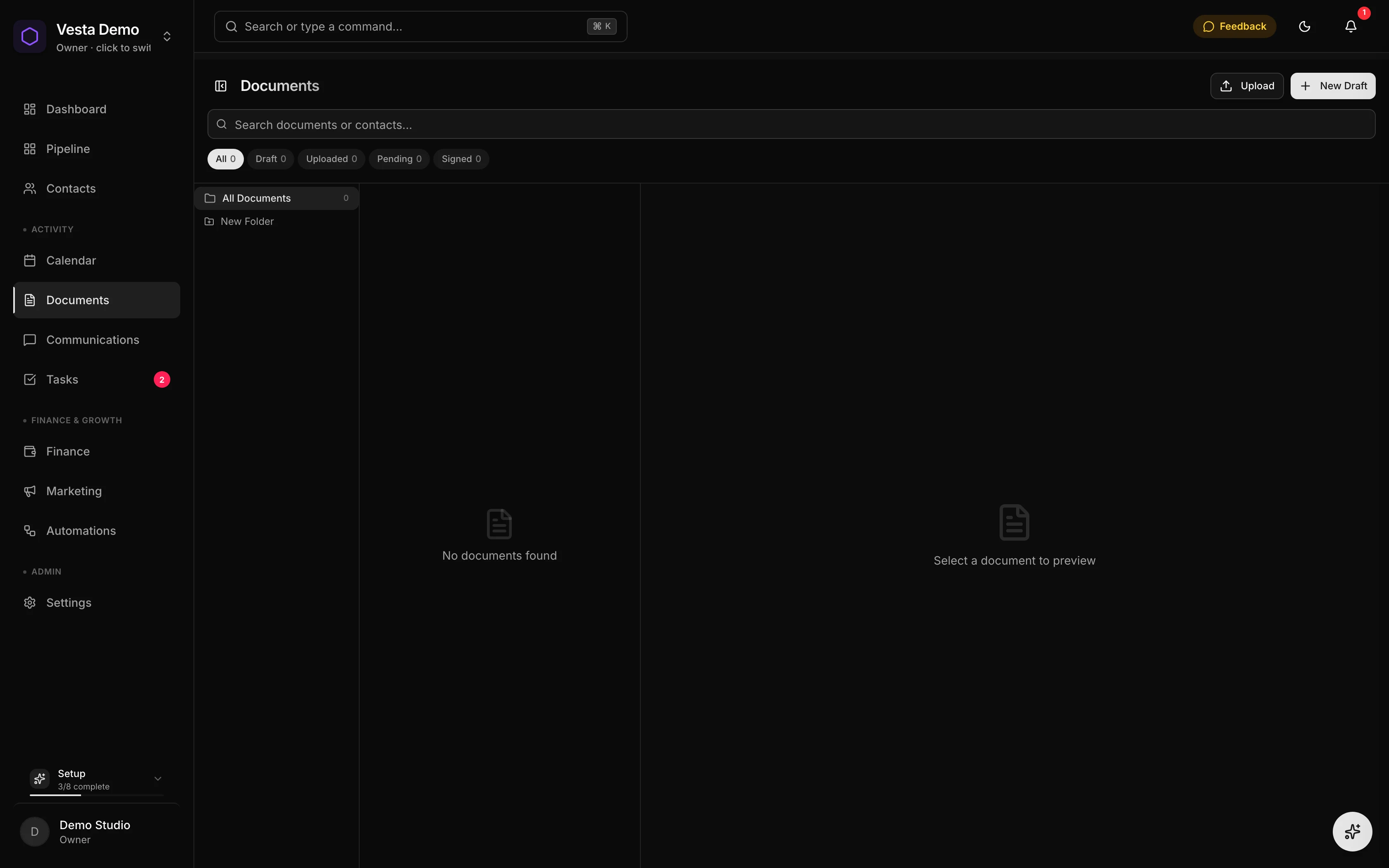 Vesta CRM document management